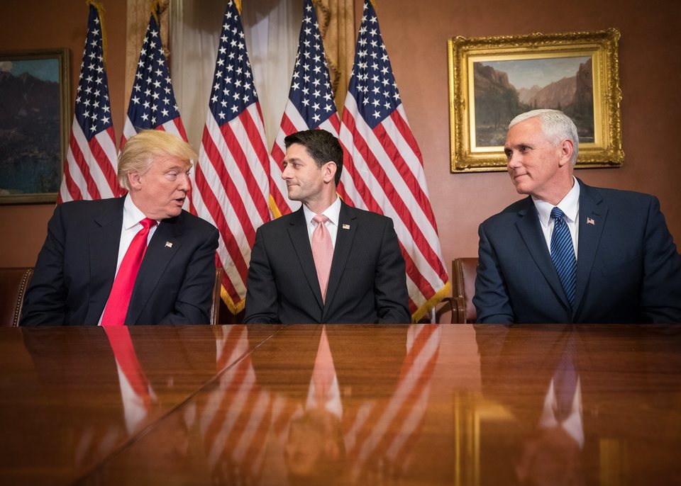 Speaker Ryan with Trump and Pence